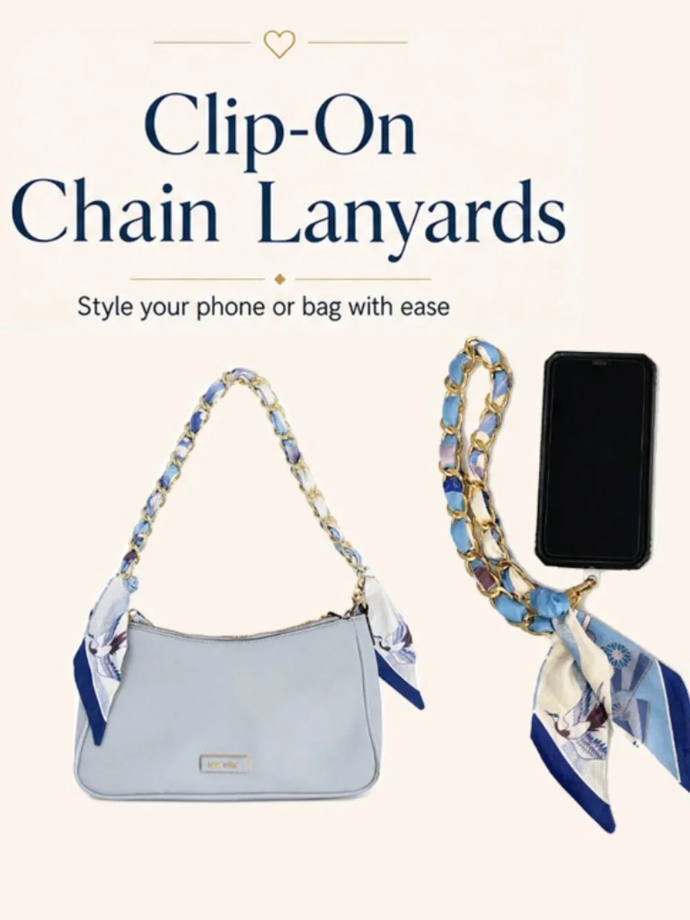 Ribbon Chain Phone wrist Lanyard with clear Tether Patch